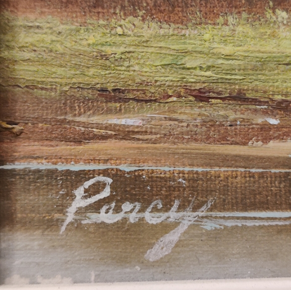 Vintage Original Painting Signed Percy Oil on Canvas - Picture 4 of 12